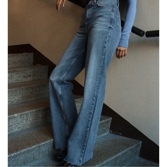 Zara Blue Flare & Wide Leg Jeans - Picture 6 of 8